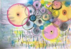 peinture aquarelle avec bulles colorées