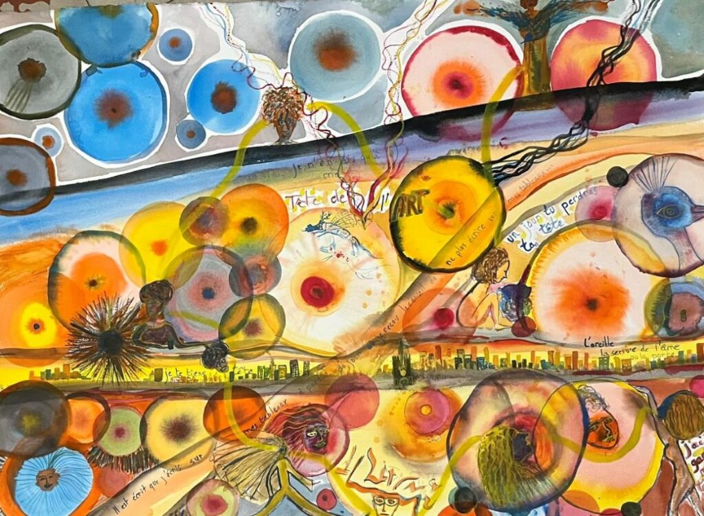 peinture aquarelle bulles de couleurs