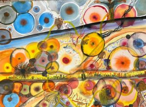 peinture aquarelle bulles de couleurs